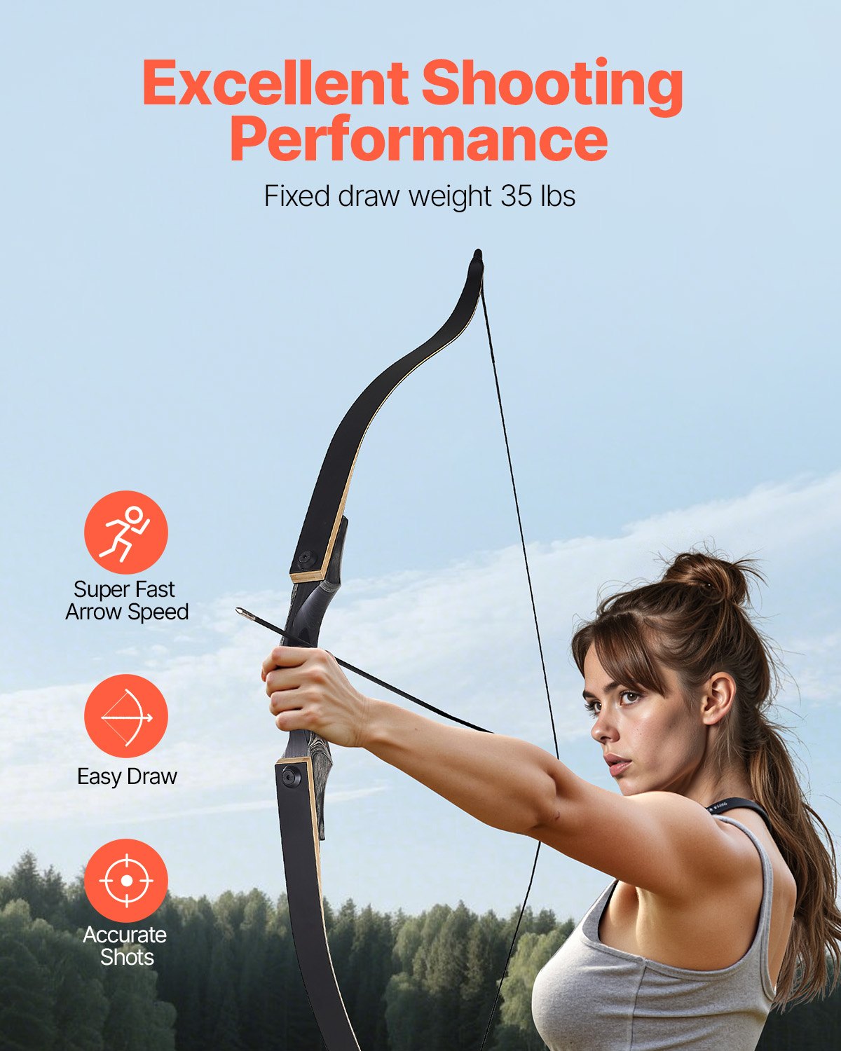 60 Inch Wooden Recurve Bow And Arrows Kit