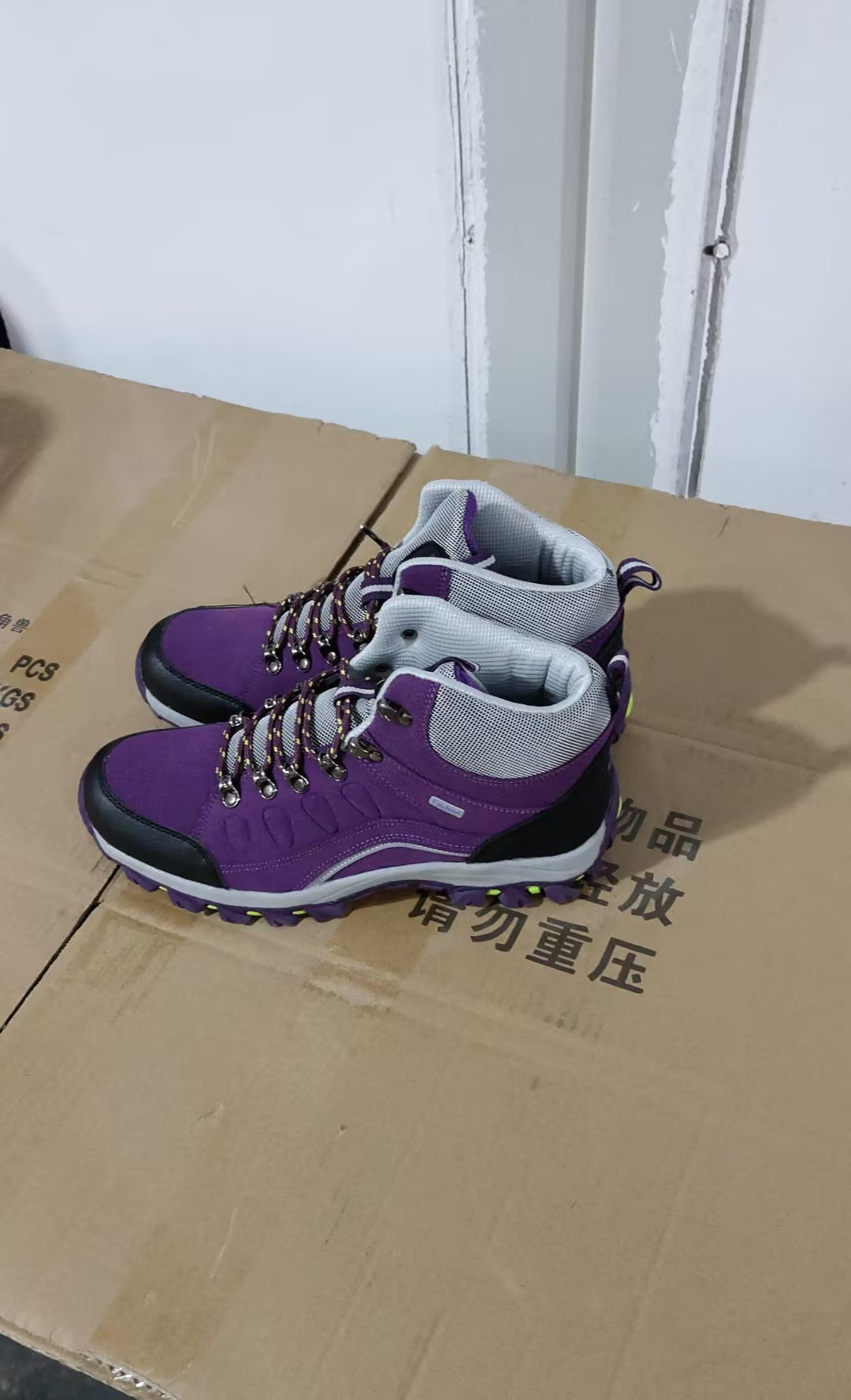 Hi-top hiking shoes