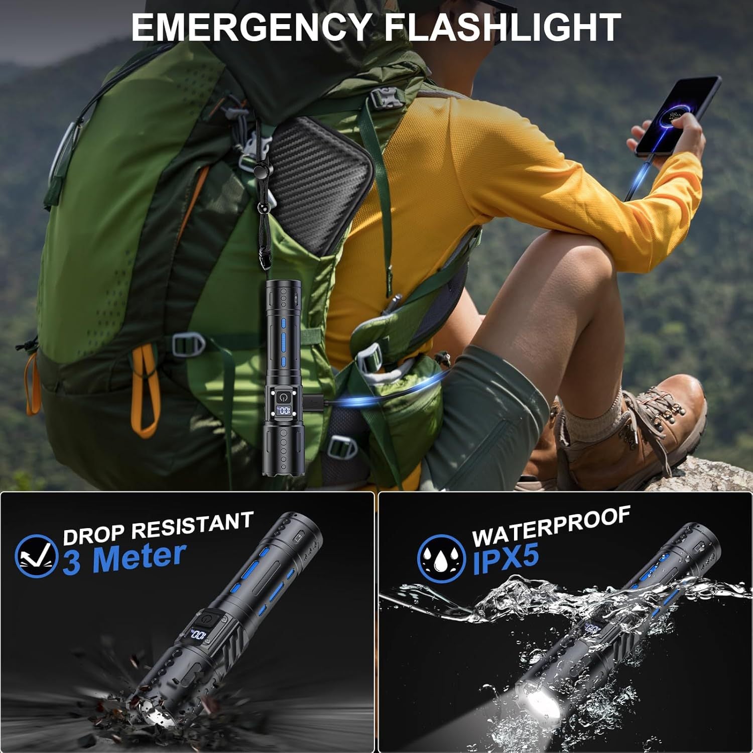 Rechargeable Flashlight Portable Outdoor Patrol