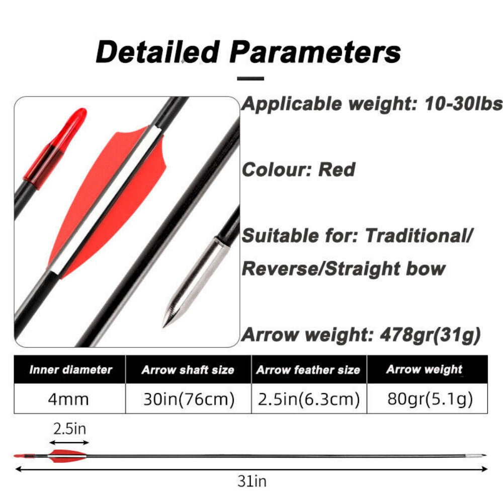 30x Fiberglass Archery Arrows