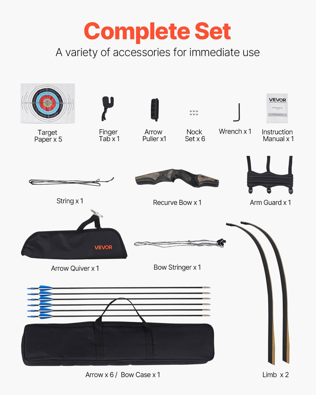 60 Inch Wooden Recurve Bow And Arrows Kit